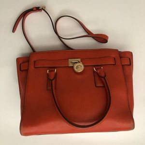 Michael Kors Zip-Top Handbag, Lock Detail, Orange
